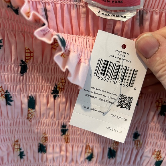 NWT cute Kate Spade pink smocked pineapple top summer size Large - Picture 3 of 6